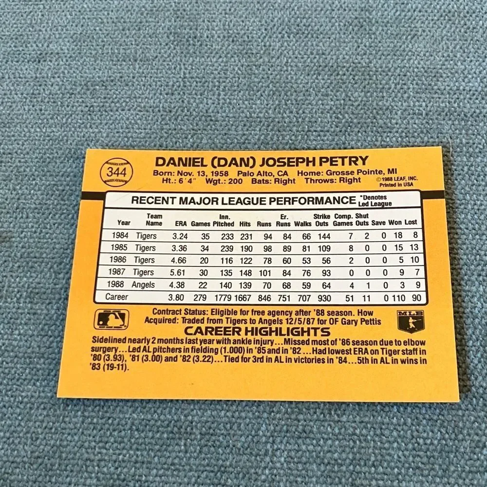 1989 Donruss Anaheim Angels Baseball Card Trading Card